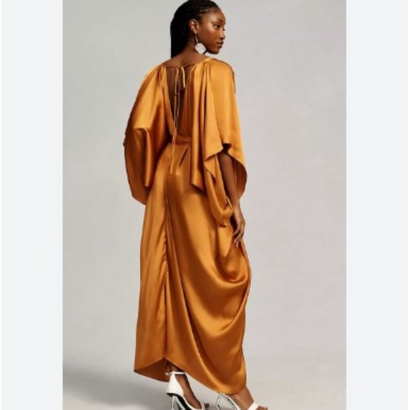 NWT Anthropologie Satin Tie Front Maxi Kaftan - Picture 4 of 8